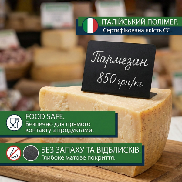 Цінники-таблички L‑подібні 50&times;75 мм чорні, набір 10 шт, крейдяні, пластик (1026) 2901026 фото