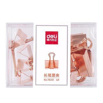 Зажимы для бумаги Deli 78201 золотой 25мм (12шт) пласт/пак 2878197 фото