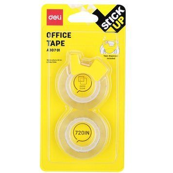 Клейкая лента Deli EA30701 прозрачная 18ммх18м 2шт с мини диспенсером 2878207 фото