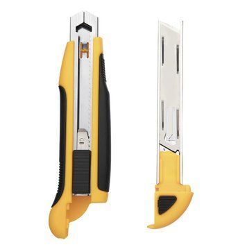 Нож канцелярский Deli 2091E желтый 18мм прорезями корпус, подача лезвия 2878214 фото