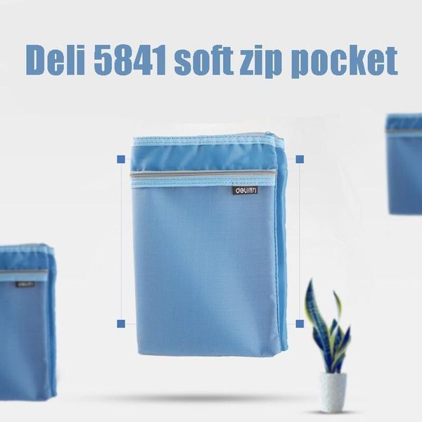 Папка на змейке Deli 5841 микс А4 2 отд тканевая + сетка 2858134 фото