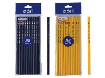 Олівець чорнографітний Deli 7076 мікс HB шестигранний без гумки, не заточений чорний, жовтий 2839419 фото