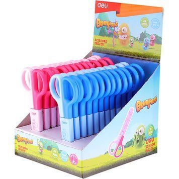 Ножиці Deli ED60200 мікс 13,4 см пл/р Bumpees, з чохлом безопаяні дитські карт/диспл 2870659 фото