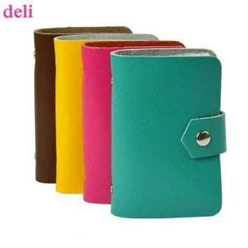 Визитница Deli 7619 микс 22виз искусств кожа на кнопке (1л-1виз) 7,5х10,7см 2858150 фото
