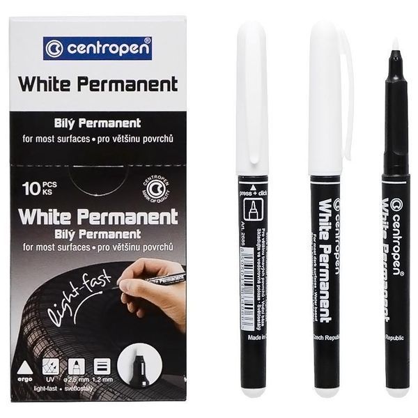 Маркер перманентний водостійкий Centropen 2686/11 білий, 1,2 мм Permanent White (для чорних табличок) 2867296 фото