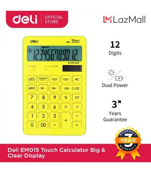Калькулятор Deli EM01551 зелений 12 розряд, 175x108x15mm, пластик, 120шагов перевірки 2877588 фото