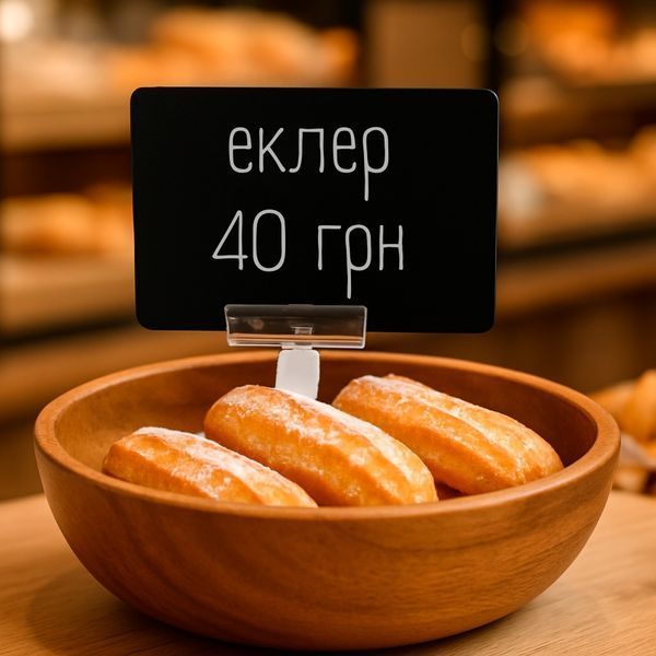 Цінники-таблички чорні A8, набір 10 шт, крейдяні, пластик 52&times;74 мм (1008) 2901008 фото